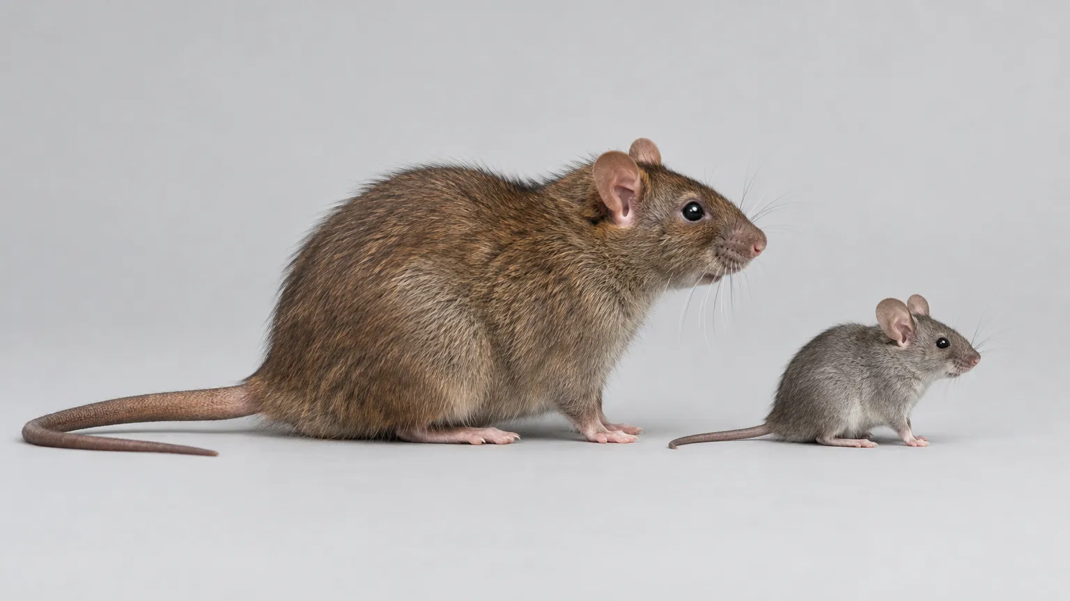 Comparaison côte à côte d’un rat surmulot et d’une souris domestique